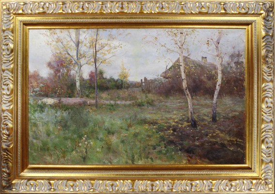 Дворников Тит Яковлевич. Осенний пейзаж с хатой